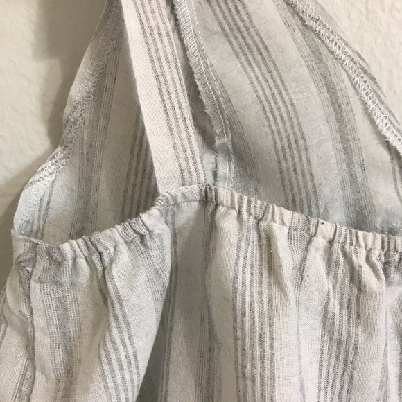 Shein Crop Spaghetti Tie Straps Light Gray with Grey Stripes Tank Top Size L - Picture 10 of 17